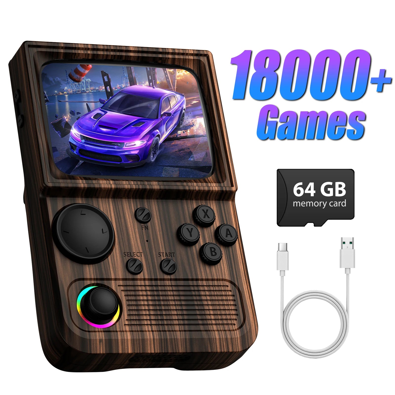 R36T Retro TV Handheld Game Console EmuEMEC System 18000+Game 3.5'' IPS Screen Wi-Fi Multiplayer Portable Pocket Video Console