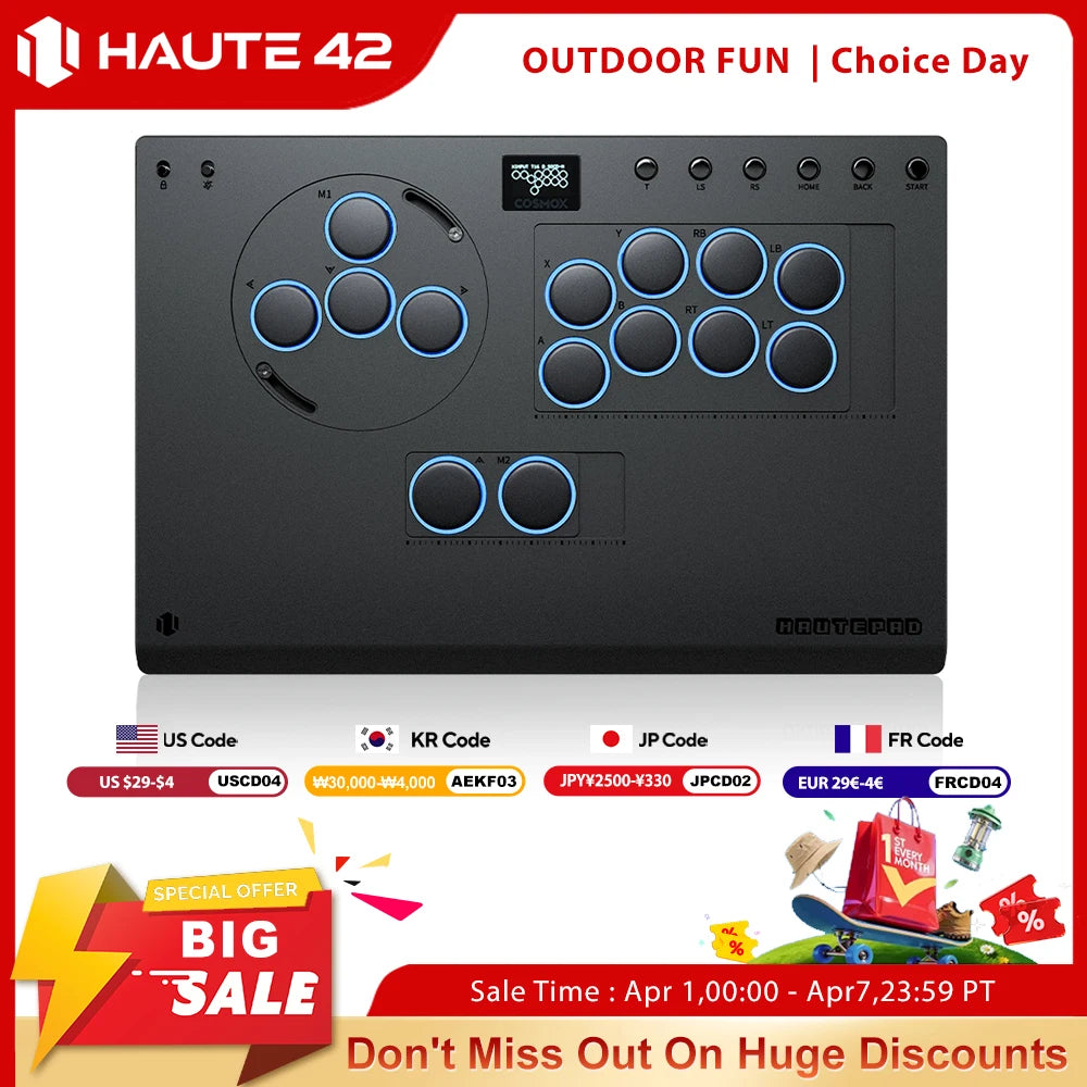 Haute42 X-Move Aluminium Alloy Hitbox Leverless Controller Stickless Fightstick For PC/PS4/PS5 Arcade Game Controller Joystick