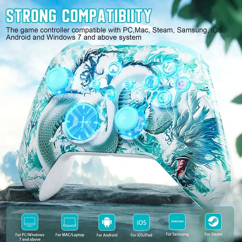 Controller for XBox One/Series S/X/PC Console Wireless Dual Vibration Game Joystick W/ RGB Hall Effect 6-Axis Gyro FUNC Gamepad