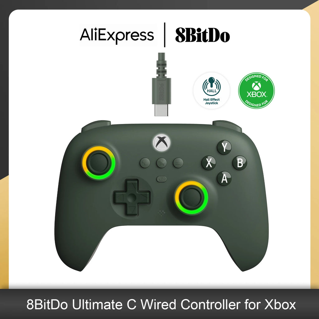 8BitDo Ultimate C Wired Game Controller for Xbox Series X/S Xbox One with Game Pass Hall Effect Joysticks for Windows 10/11
