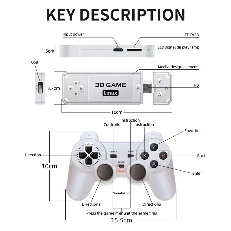Y6 2,4G Wireless Game TV Stick Retro Family Tragbare Videospielkonsole 4K HD-Unterstützung Multiplayer-Spiele für PS-Geschenke