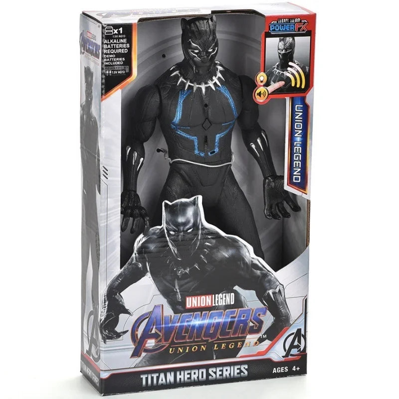 30cm Marvel Avengers Toy Thanos Hulk Spiderman Iron Man Captain America Thor Black Panther With Sound And Light Action Toy Gifts