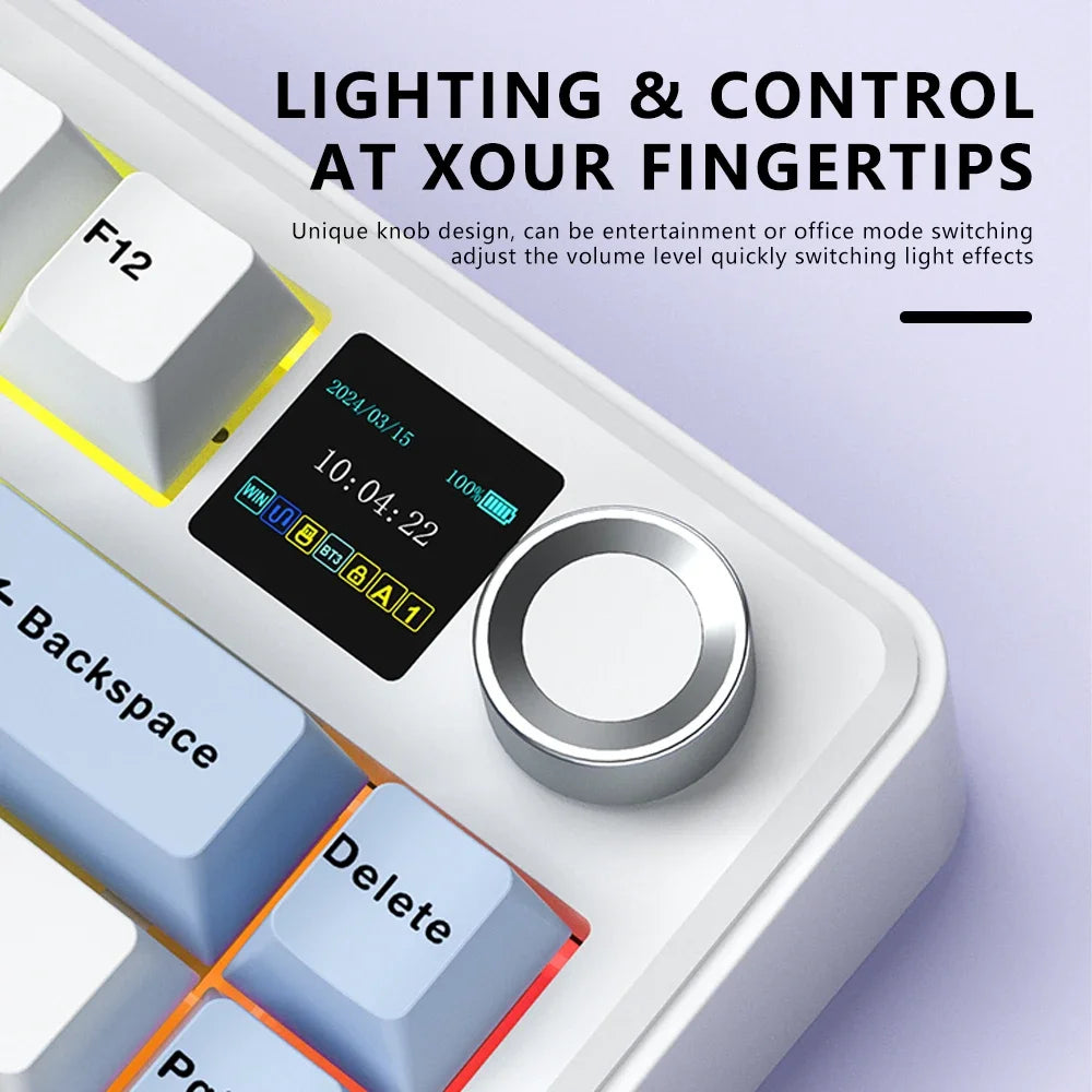 AULA F75 MAX Gaming Mechanical Keyboard 75% Wired/Bluetooth/2.4G Hot-Swap RGB E-sports Keyboard with TFT Screen for PC/Mac  ﻿