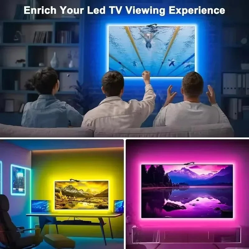 Ambilight For Tv Backlight Sync To Screen 3.8M 5M 5V Usb Rgbic Smart Led With Camera Synchronized Tv Light App Control Gaming