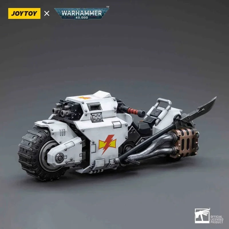 JOYTOY Warhammer 40k 1/18 Action Figures White Scars Captain Kor'sarro Khan Assault Intercessor Combat Bike Anime Military Model