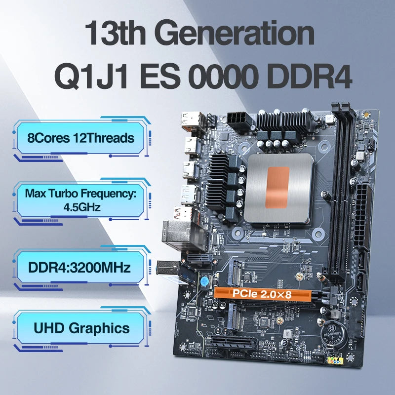DIY-Gaming-Computer-Motherboard mit Onboard-CPU 13. Core Interpose Kit Q1J1 ES 0000 8C12T DDR4 RAM LGA115X Desktop-PC