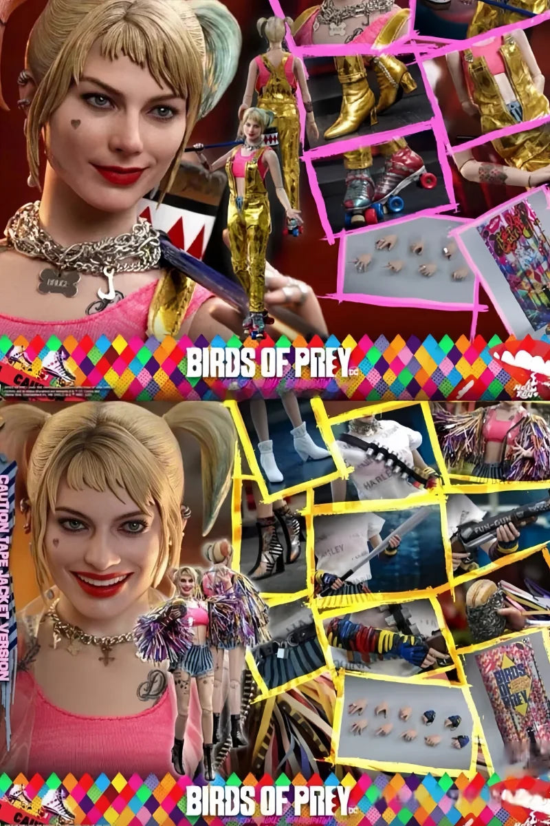 Original Hot Toys 1/6 Harley Quinn Action Figure Birds Of Prey Ht Mms565 Anime Figure The Clown'S Girl Model Toy Collection Gift
