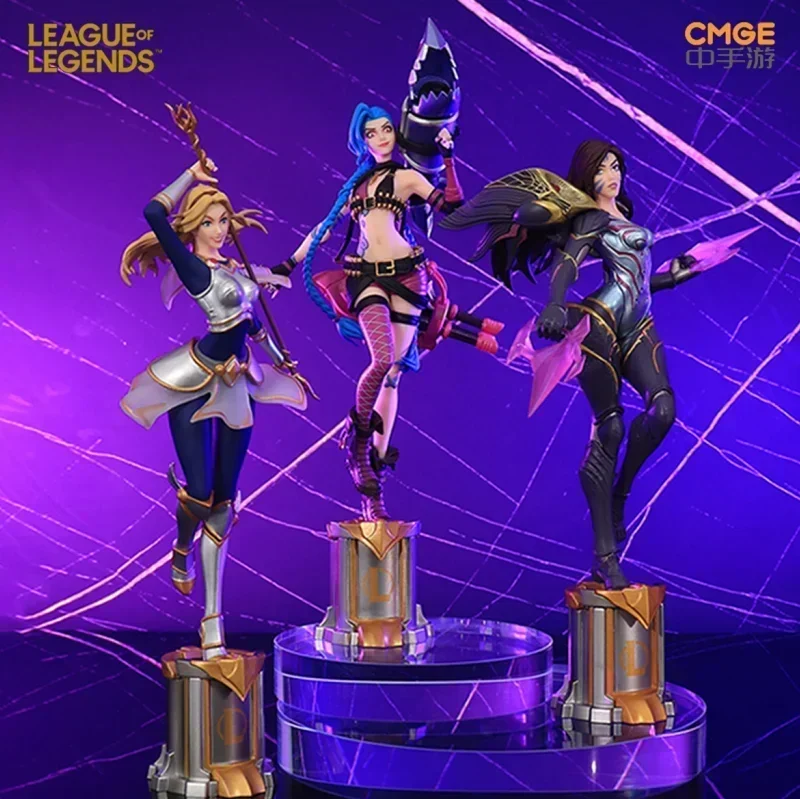 Original League of Legends Jinx Figur Arcane 2 Anime Figuren Spielperipherie Schreibtischdekoration Ornament Kindergeschenk 3D-Stiftspielzeug