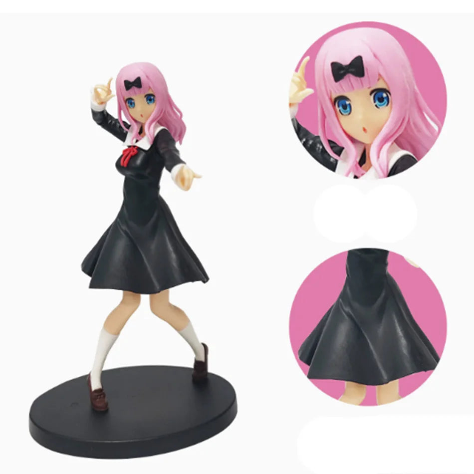 18cm Anime Figure Love is War Fujiwara Chika Shinomiya Kaguya Kawaii Girl  Action Figure Collectible Model Doll Toy Gift