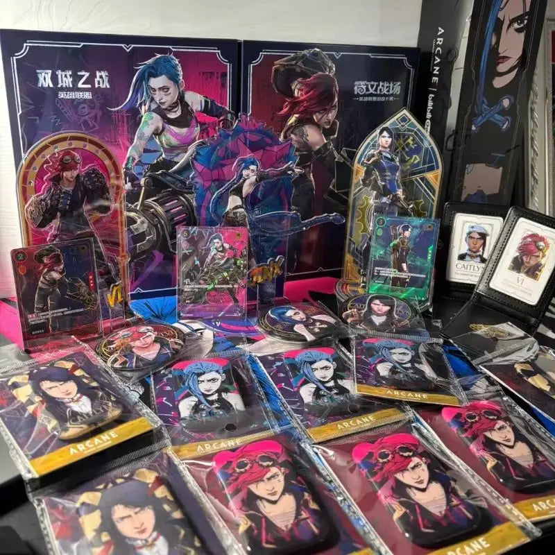 Hot Game League Of Legends City Of Two Cities Jinx Vi Caitlyn Kiramman Sign Perimeter Cartoon Anime Figure Model Decor Gift