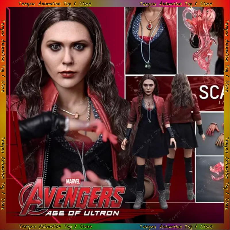 Original HotToys 1/6 MMS301 Superhero Wanda Django Maximoff Scarlet Witch 1.0 Action Figure Model Toys Collection Ornament Gift