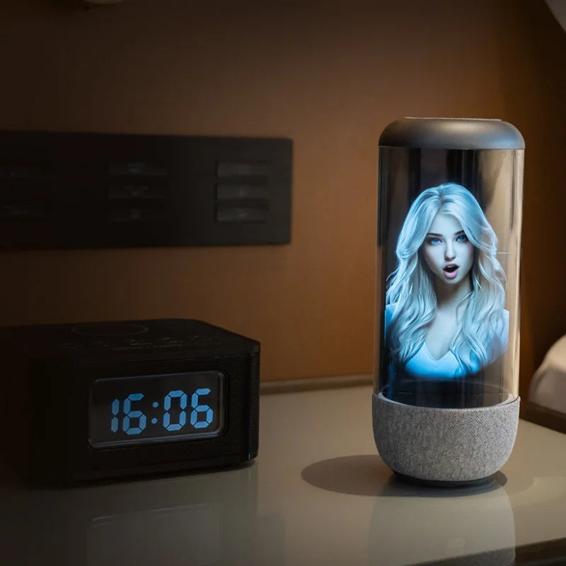 Cylinder 3D holographic projection interactive transparent display holographic 3D technology display