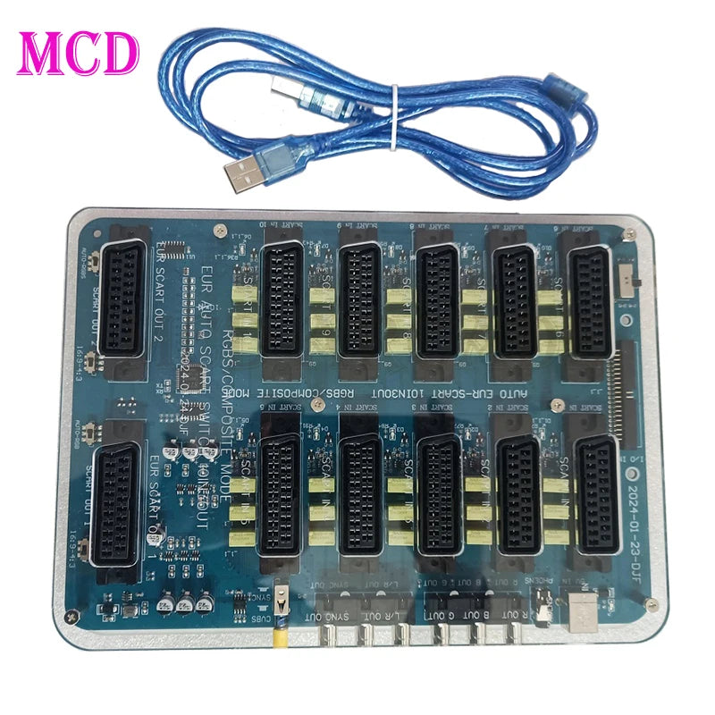 EU Scart Splitter 10 In 3 Out Distributor Auto RGBS Video Converter Switcher Board for MD/SFC/PS 123/SSDC/Wii EU Plug 2024 Newes