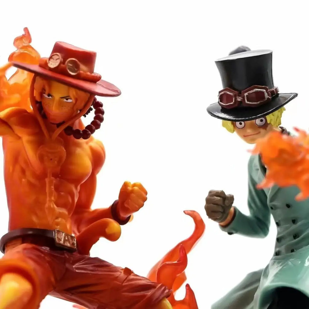One Piece Anime Figure 13cm Feverish Action Flame Ace Sabo Action Statue PVC Collection Model Doll Toys Children Christmas Gift