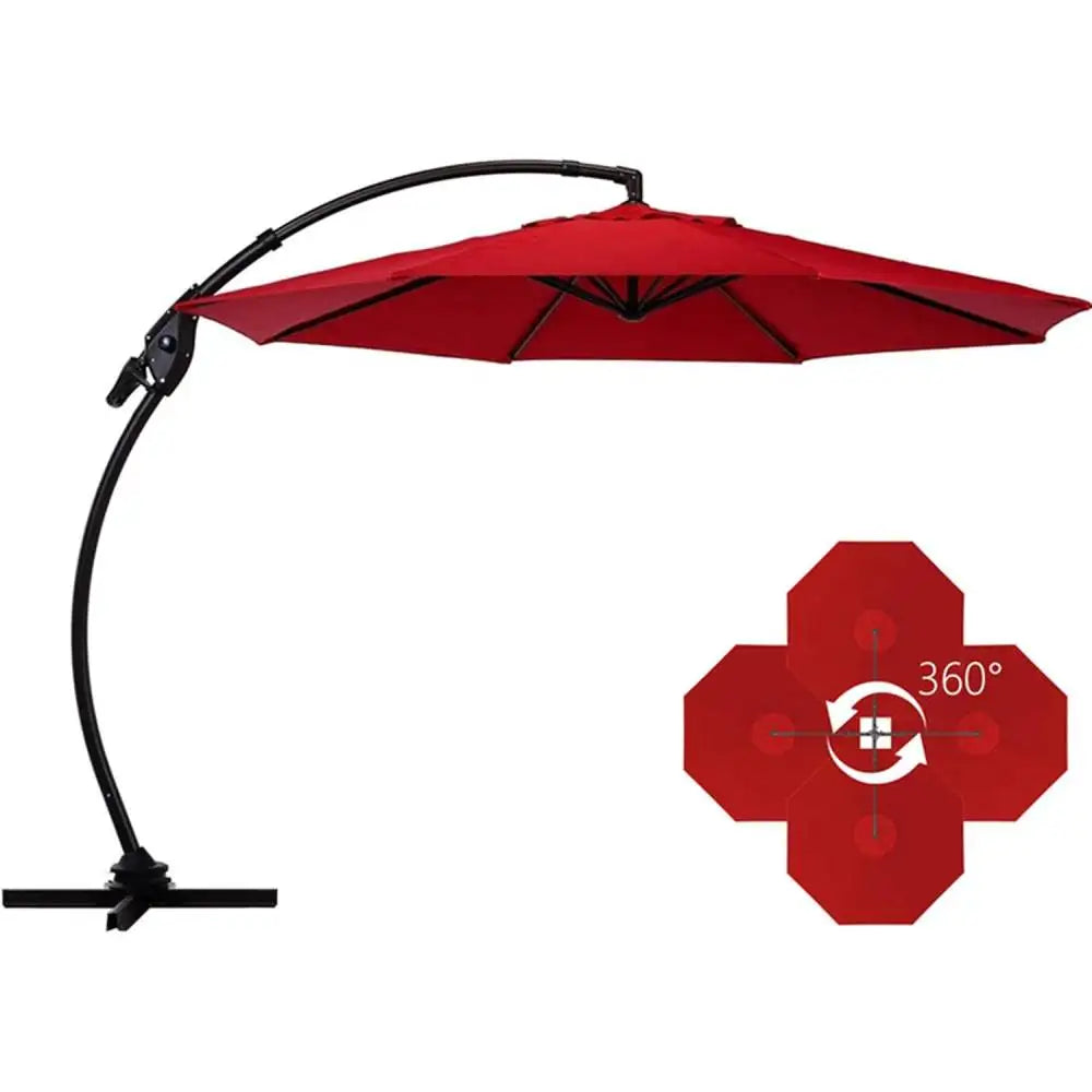 11FT Round Patio Umbrella ,Heavy Duty, Offset, 360° Rotation Aluminum Cantilever Offset Umbrella without Base for Garden Porch
