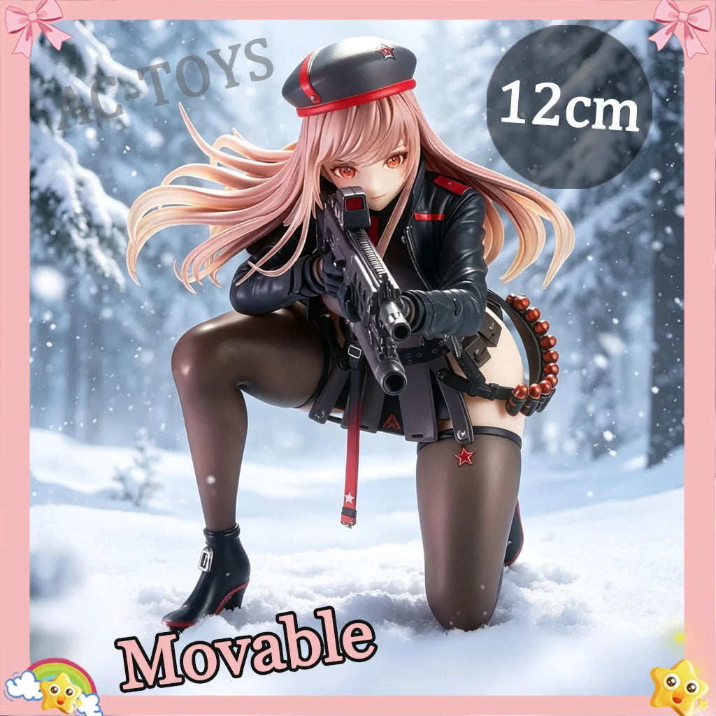 Nikke: Goddess of Victory Rapi Figure Pink Hair Military Outfit Snow Scene 12cm Sexy Maid Movable PVC Swimsuit Favorite Toy Gift