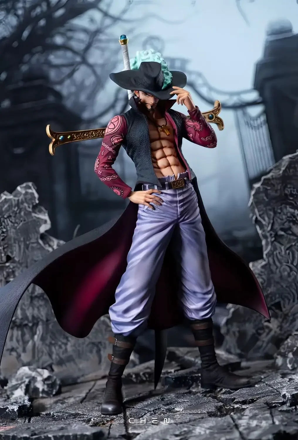 New 28cm ONE PIECE Anime Figures Dracule Mihawk Figures PVC Statue Model collection Room decoration Boys Birthday Gifts Toys