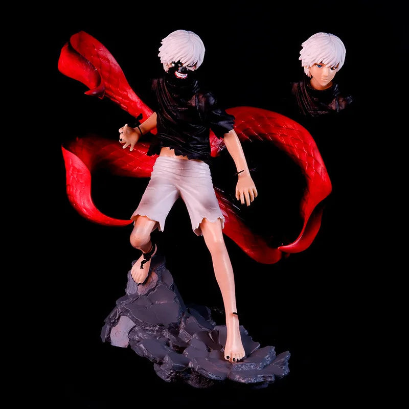 Tokyo Ghoul Kaneki Ken 21cm Figure Mask Model Doll Anime Two Heads Statue Ornament Cool Fight Gifts Toys