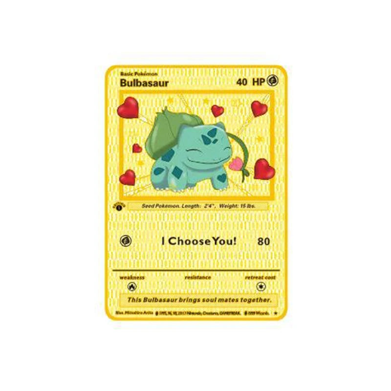 Metal Pokemon Cards Letters Golden Charizard Eevee Shiny Iron Pokémon Vmax EX Letters Game Pikachu Christmas Birthday Kids Toys