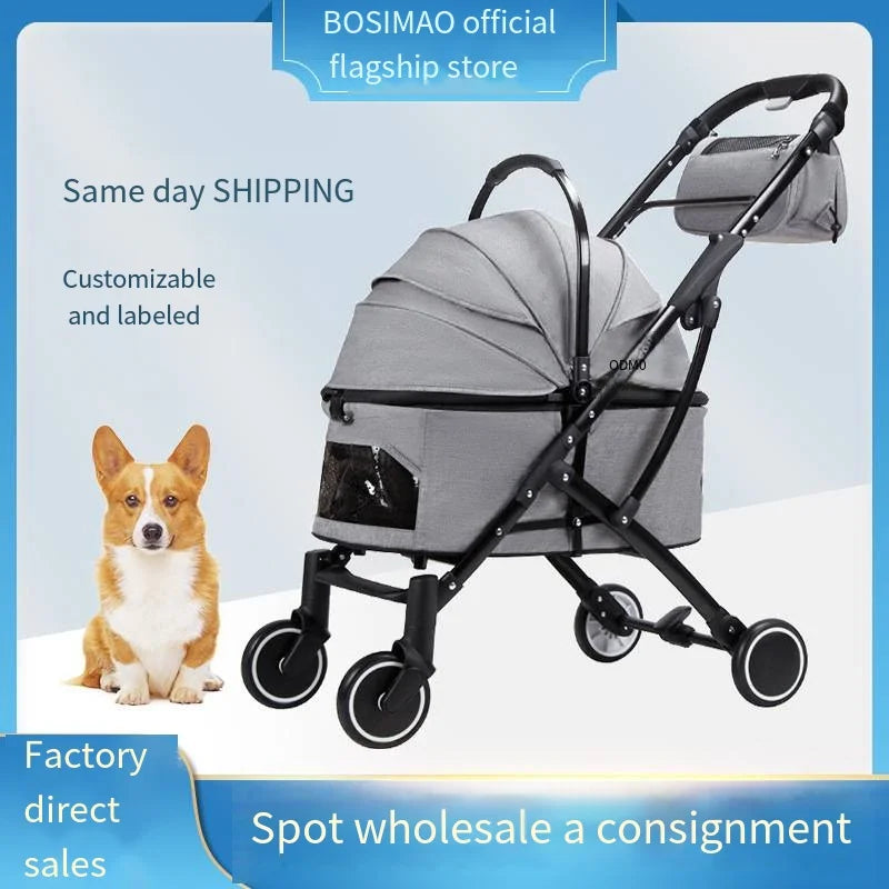 Pet Carts Cats Dogs Going Out Lightweight Foldable and Detachable Carts Small and Medium-sized Dog Carts Dog Strollers 애완동물 수레