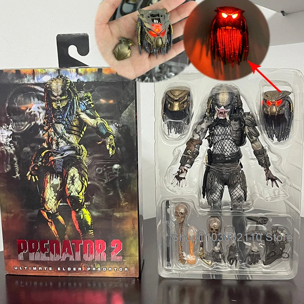 NECA Elder Predator Figure With LED Predator VS Alien Edition Predator Alien Hunter Action Figure Model Collectible Gifts