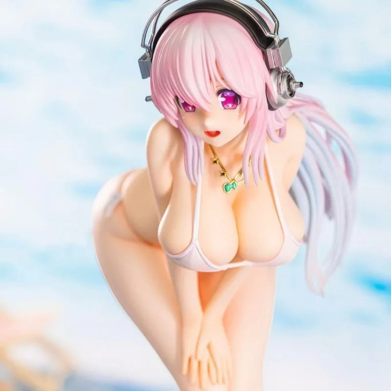 Super Sonico Bikini Style 1/7 Scale PVC Figure 21.5cm - Wave DreamTech Desktop Display Statue, Nitroplus Anime Collectible Gift