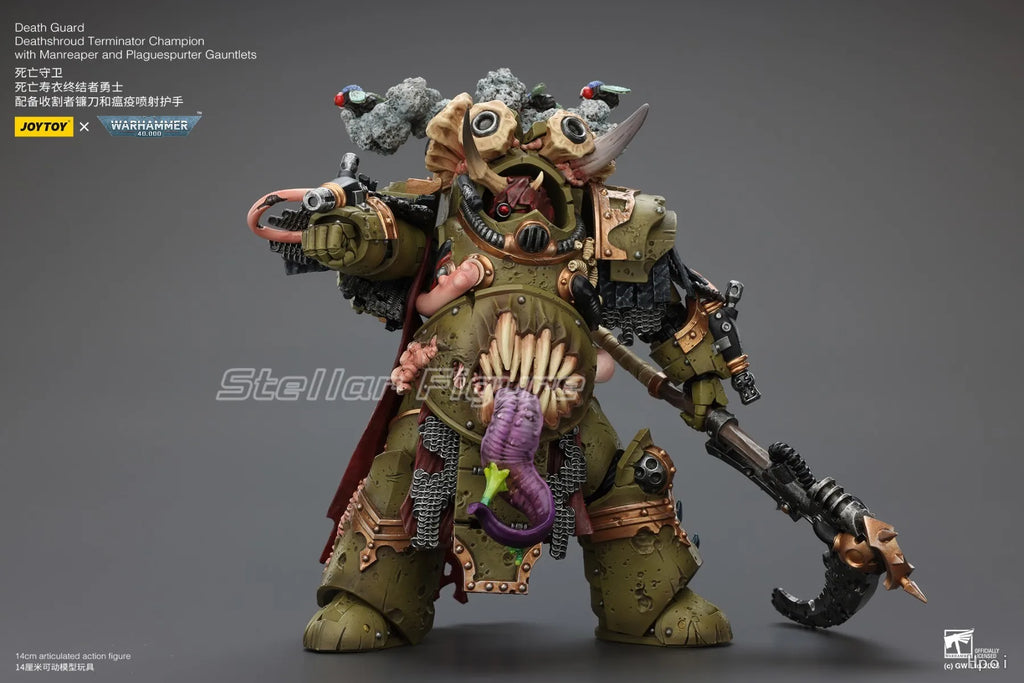 【SF】JOYTOY Warhammer 40K 1/18 Action Figure Death Guard Deathshroud Terminator Champion with Manreaper and Plaguespurter Gauntle