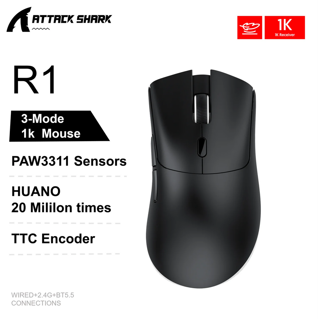 Attack Shark R1 Bluetooth-Maus Drahtlose Maus Drei-Modus PAW3311 E-Sport-Maus