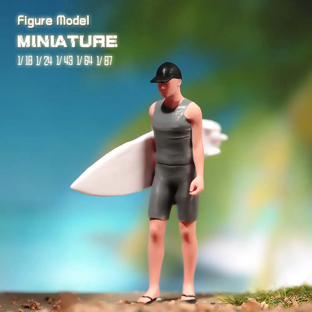 Painted Miniatures 1/18 1/24 1/43 1/64 1/87 Two Teenagers Preparing To Surf By The Seaside Figure Model Toys View Decoration