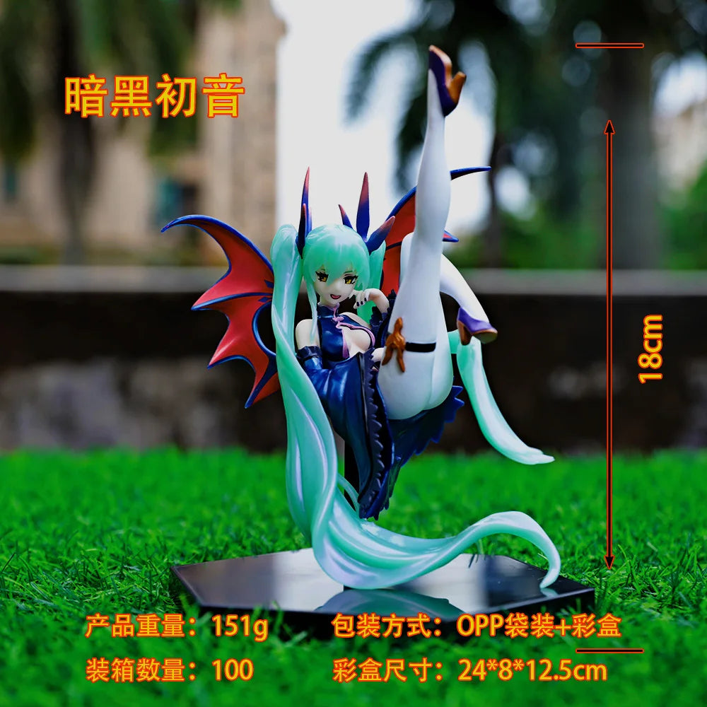 17cm Hatsune Miku Anime Figure Light And Dark Beautiful Angel Girl Action Figure PVC Collectible Model Doll Ornaments Toys Gifts