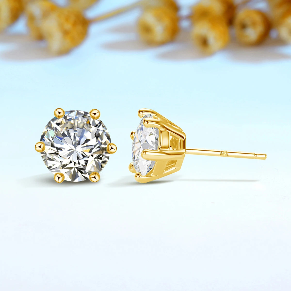 100% echt 14k Gold Moissanite Ohrringe 1ct 2ct 3ct Frauen Highend Luxuriöser 585 K Goldschmuck mit Zertifikat Valentinstag Geschenk