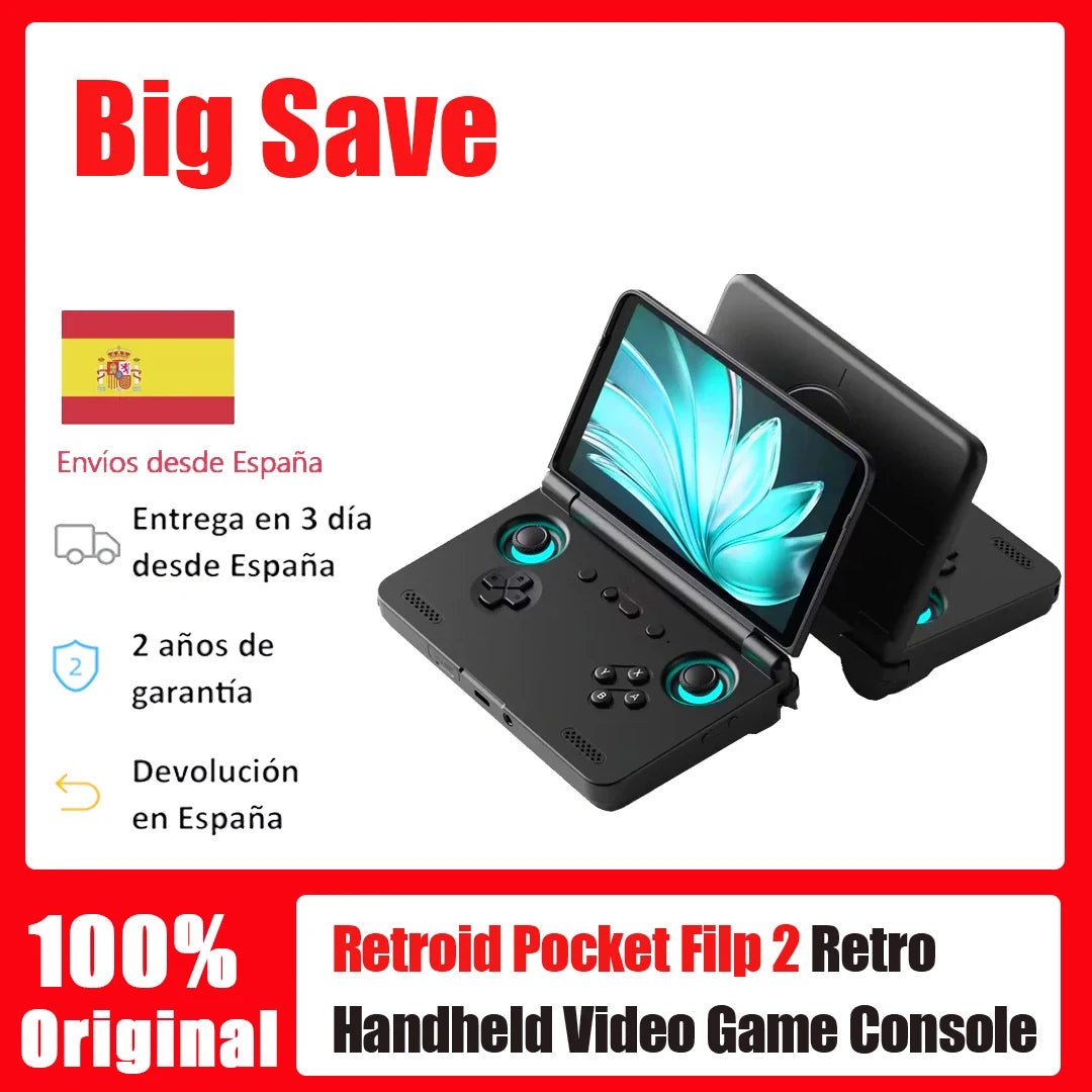 Retroid Pocket Flip 2 SD865 / D1100 Retro Handheld game Console 1080p 500Nits Foldable Gaming Console with 5.5" Screen 5000mAh
