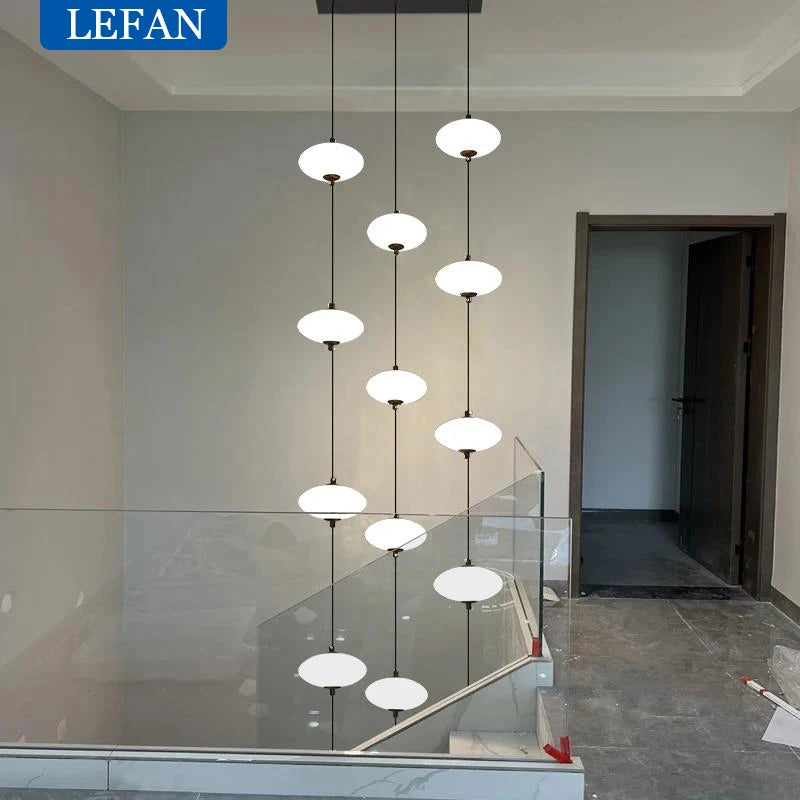Modern Led staircase chandelier living room hanging light designer Villa duplex building  oval string attic pendant lighting