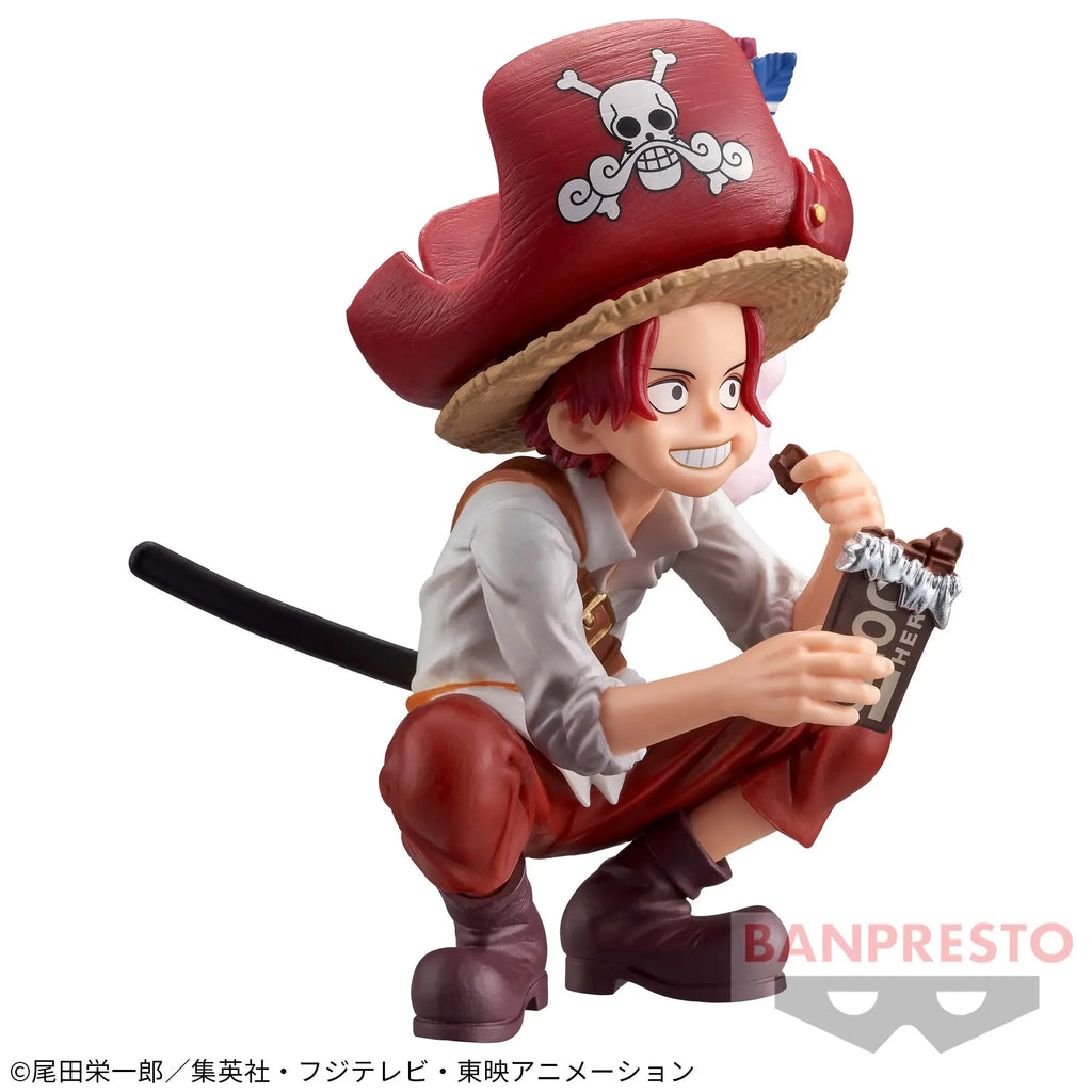 BANDAI Original Banpresto Shanks Buggy DXF One Piece Vol. 1-2 Die Kindheit des rothaarigen Shanks PVC-Actionfigur als Spielzeuggeschenk