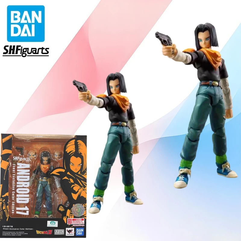 In Stock Bandai S H Figuarts Original Dragon Ball Android 17 Doll Brand New Boxed Action Figure Anime Characters Model Garage