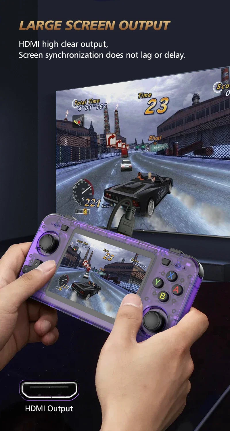 R36H Retro Handheld Game Console Linux System Kids Christmas Gift Portable Pocket Video Player 3.5 Inch IPS Screen 128GB Games