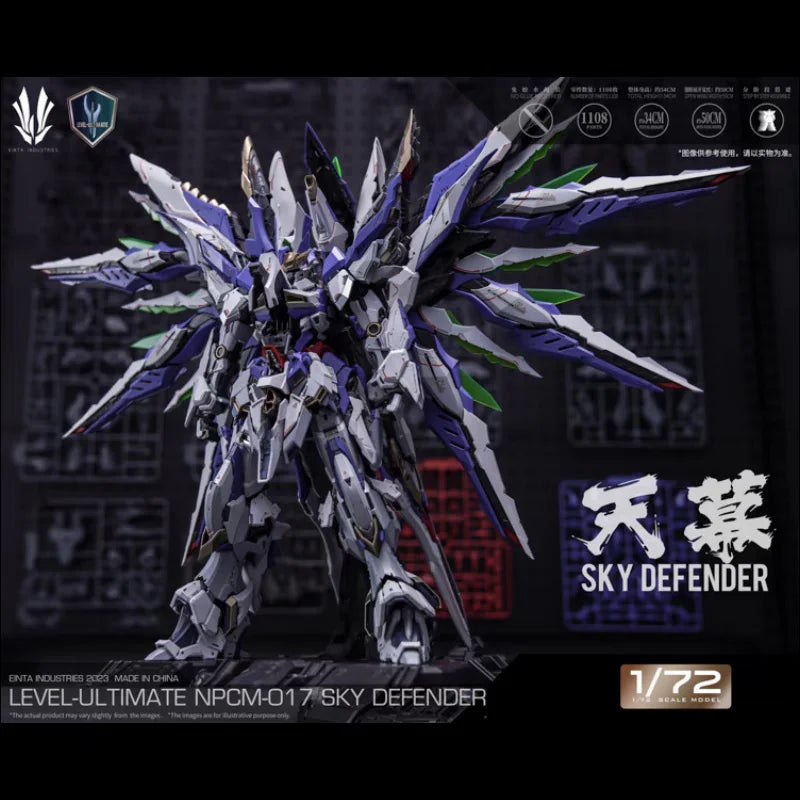 EINTA Sky Defender 1/72 Assembly Model Kit Alloy Frame Action Figures Multilayer Structure Mecha Toy With Base Collectible Gift