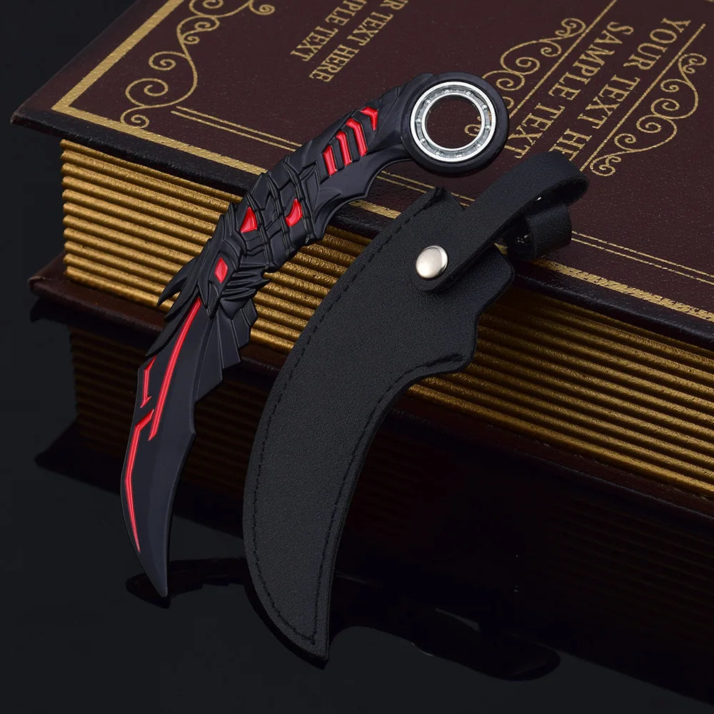 18 см син драконов нокът, нож, златен дракон, карамбит, игра, нож за меле, играчка, меч, метално оръжие, модел, кобур, версия, занаятчийски подаръци