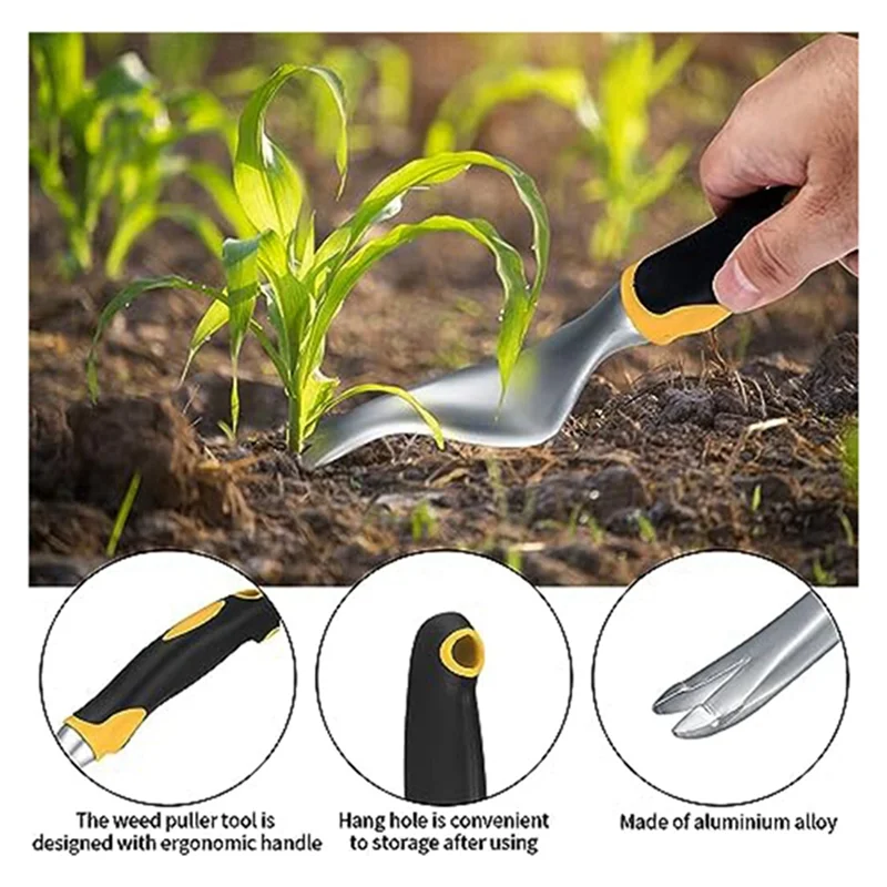 Set mit 2 Handwerkzeugen zum Unkrautstechen, zum Entfernen von Unkrautwurzeln im Garten, Hof, Rasen und auf dem Bauernhof, einfach zu verwenden
