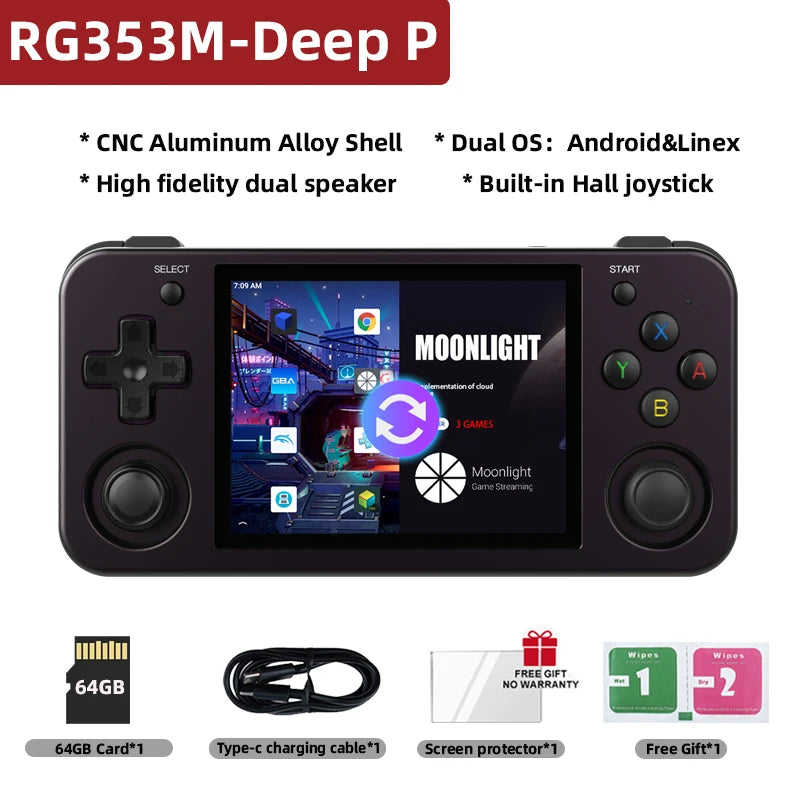 ANBERNIC RG353M Handheld Game Console 3.5 Inch Multi-touch Screen Dual OS Aluminum Alloy Shell HDMI-compatible WIFI Video Player