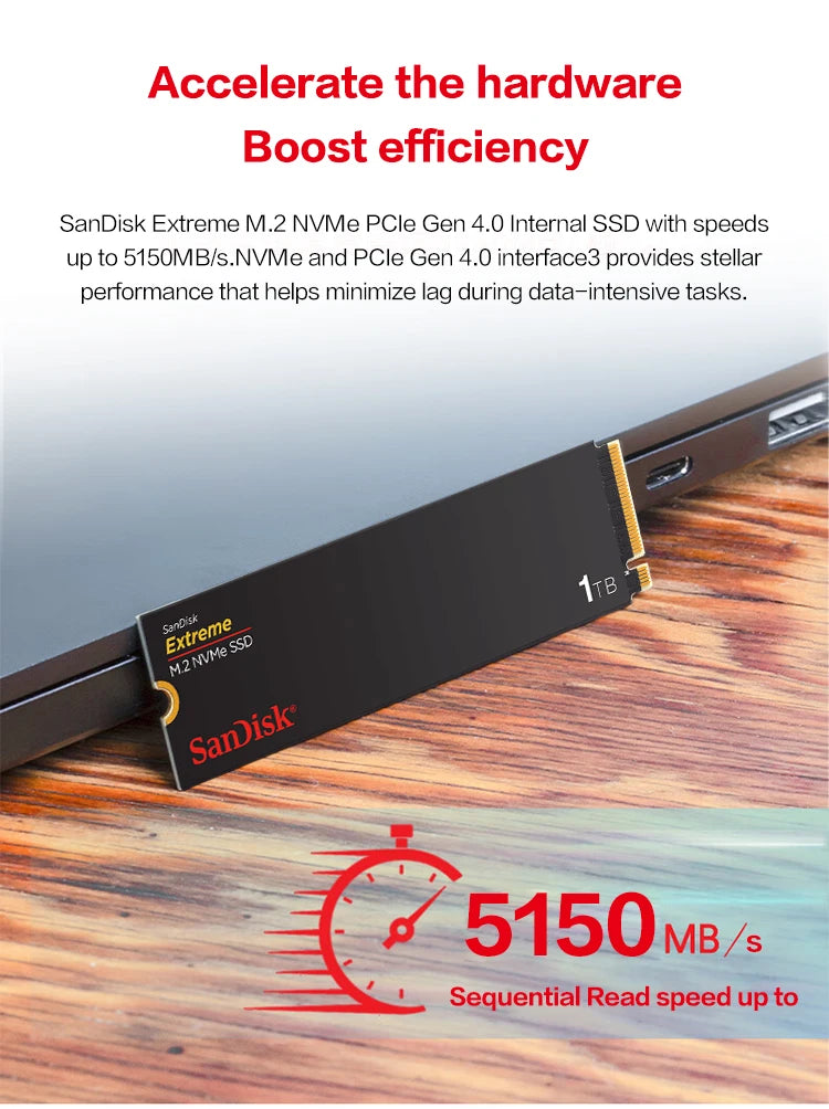 SanDisk Extreme M.2 2280 NVMe PCIe Gen 4.0 SSD Read speed Up to 5150MB/s 2TB 1TB 500GB Internal Solid State Drive For laptops PC