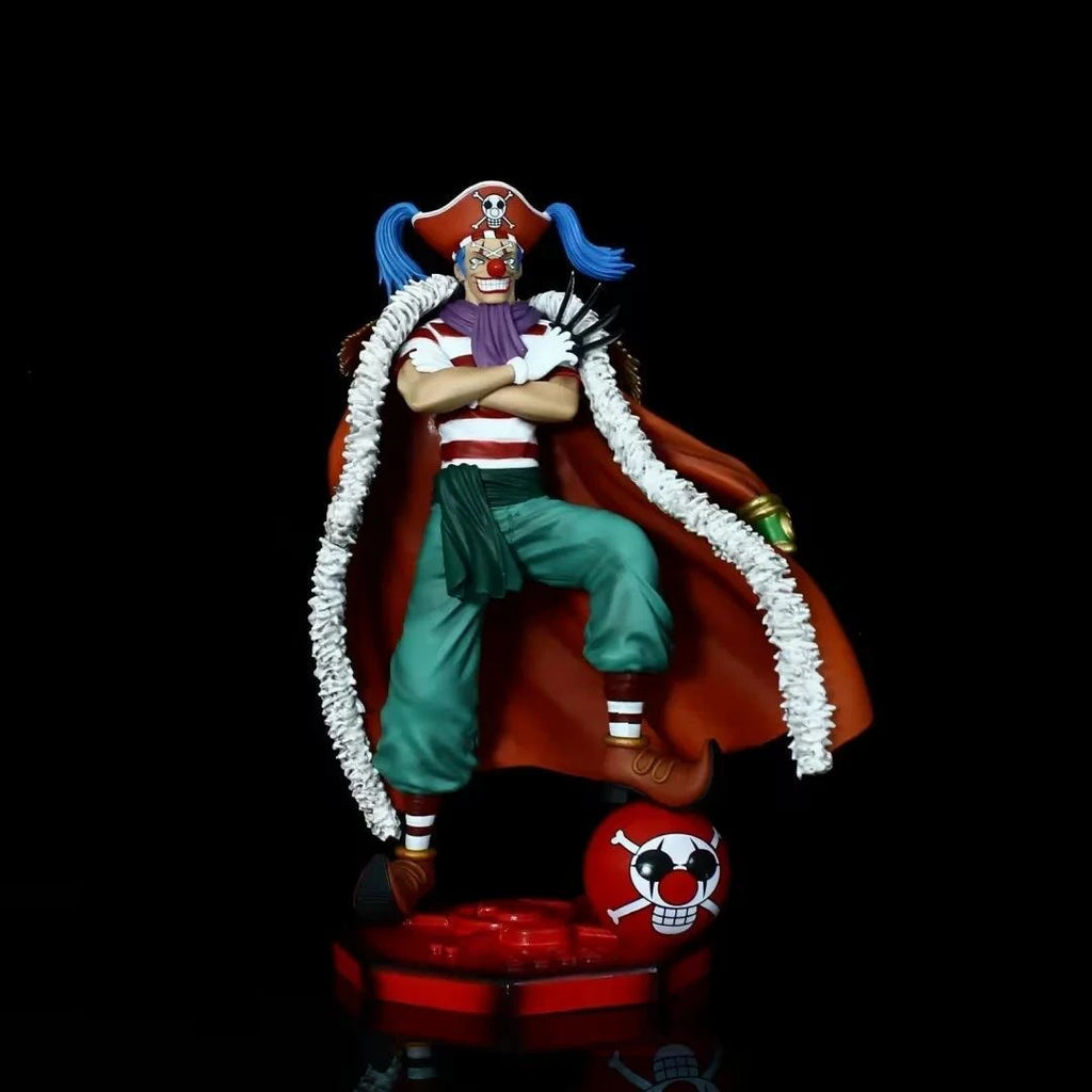 26cm One Piece Joker Buggy Four Emperors Standing Anime Figure Model Statue Boys Collection Desktop Decoration Ornament Toy Gift
