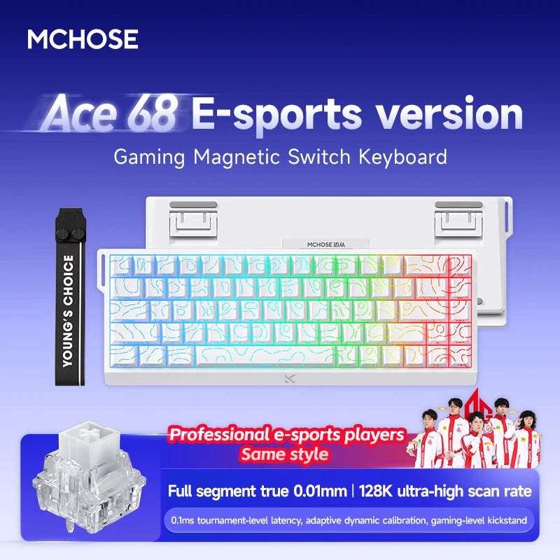 MCHOSE Ace68 Kabelgebundene mechanische Gaming-Tastatur – 68 Tasten, ultrakompaktes Layout, RGB-Hintergrundbeleuchtung, extrem niedrige Latenz, Typ-C, kabelgebunden