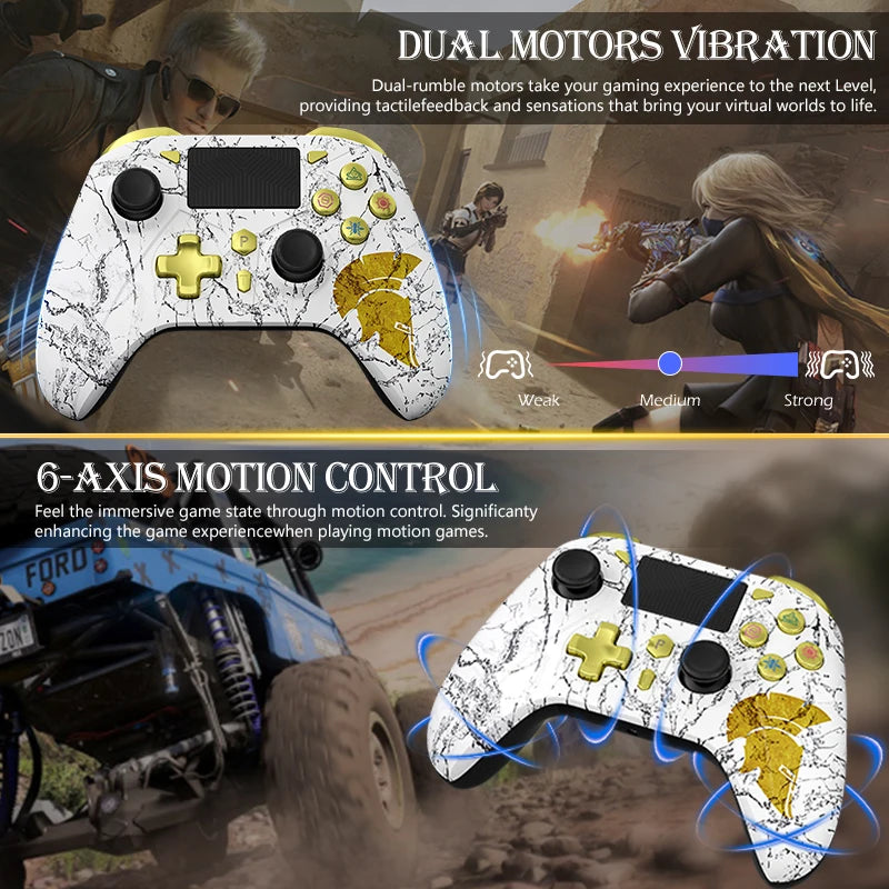 Wireless Gamepad for PS5/4 Console Controllers W/ Turbo Dual Sense Vibrate Game Control Controller Joystick W/ Programming Funcs