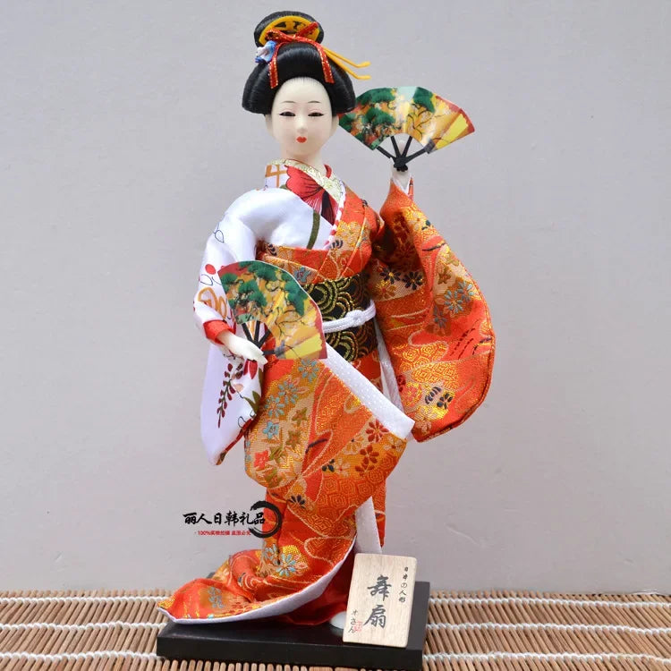 12inch Japanese Geisha Doll Statuette Sitting Figurine Japanese Kimono Kokeshi Kabuki Geisha Handicraft Ornament Birthday Gift