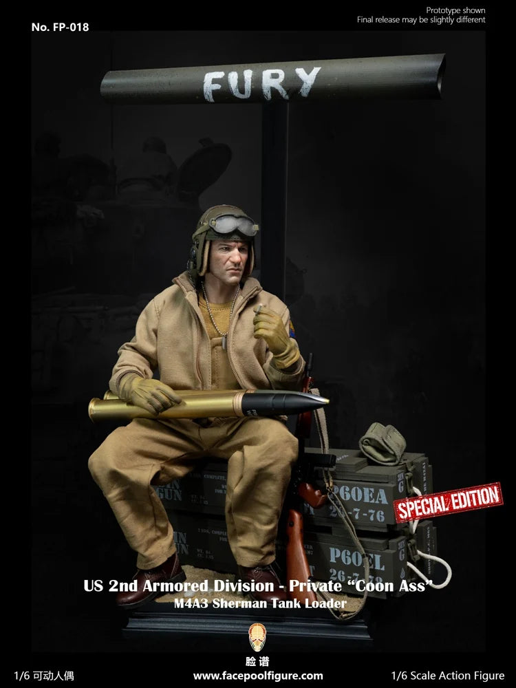 In Stock Facepoolfigure FP018 1/6 Scale Male Soldier Second Armored Division Sherman Tank Loader Full Set 12in Action Figure Toy