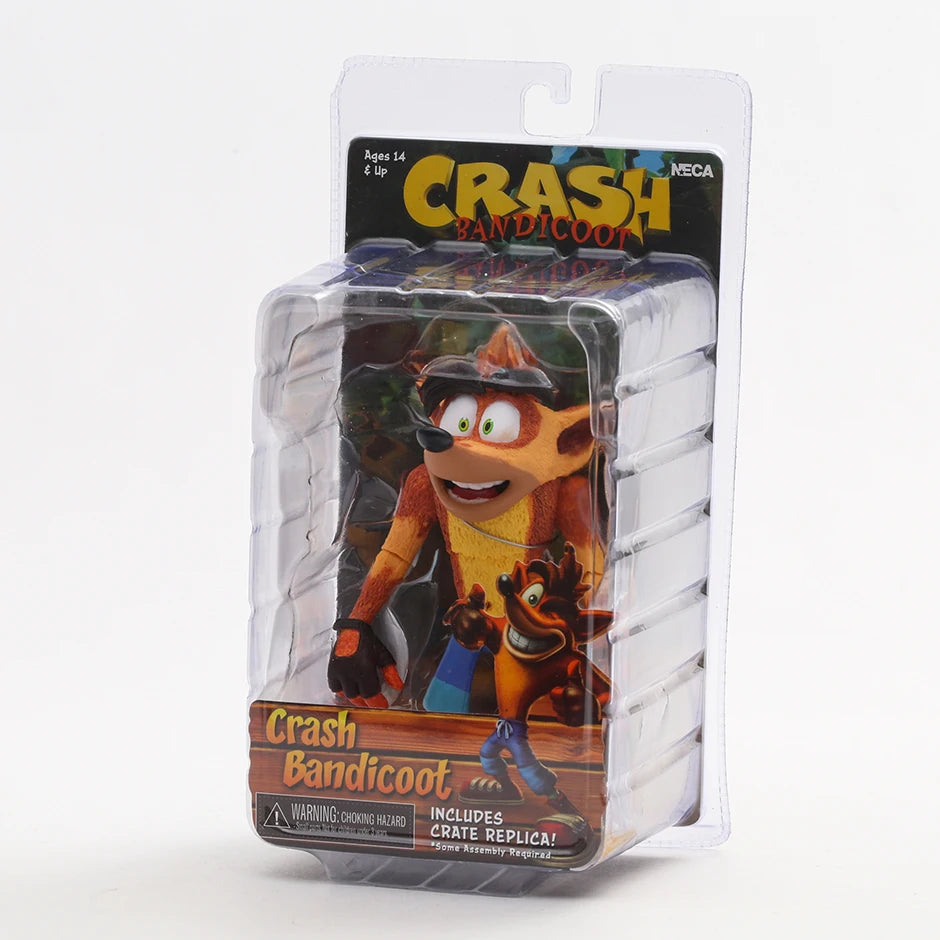 NECA Crash Bandicoot with Crate Replica Action Figure Model Toy Gift For Collection