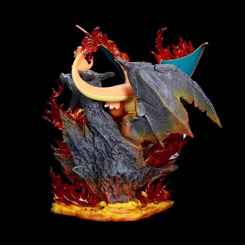 Pokemon Light-Up Figure 32cm Fire Type Family Set Charizard GK Glowing Anime Statue PVC Toy With Base Desktop ornament Boy Gift
