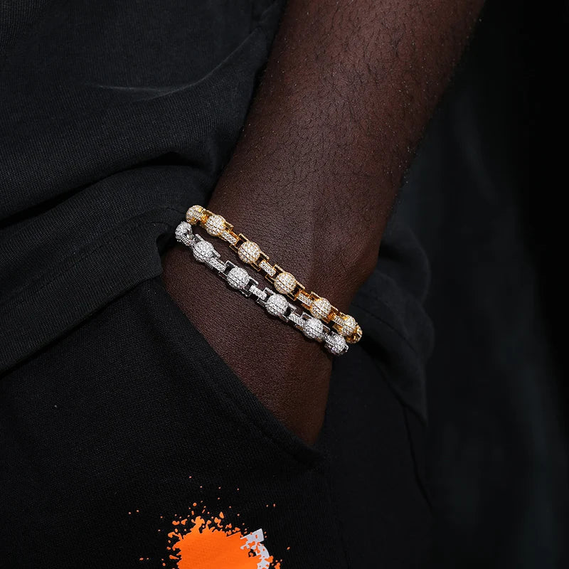 Mode S925 Iced Out Ball Bead Kette Full D VVS Moissanite Link Armband Für Frauen Hip Hop Rap Bling Schmuck Bling charms Geschenk