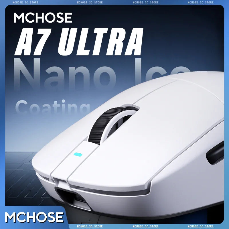 MCHOSE A7 Ultra Wireless Gaming Mouse Pixart3950 High-Precision Sensor Lightweight Design 8000Hz Polling Rate Realtek Master